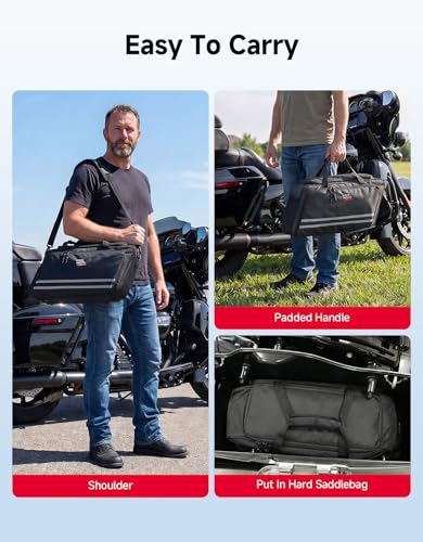 KEMIMOTO Upgraded Saddlebag Cooler Leakproof, Keeps Hot & Cold for 7.5 Hours Insulated Cooler Bag, 1680D Oxford & EVA for Touring Road Glide Street Glide Road King Tear-Resistant Camping Picnic Travel