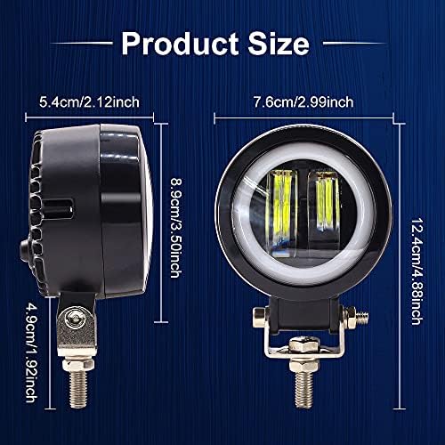Ourbest Motorcycle Fog Lights with Switch,3inch Motorcycle auxiliary lights, Halo Round led lights, luces exploradoras para moto pair(White Beam with White Ring)