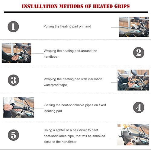 Motorbike Handlebar Heated Grip Kit,12V Winter Heated Grip Pads Inserts Handlebar Hand Warmers Fits Universal Grip ATV