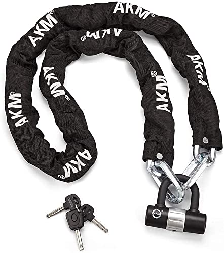 AKM Anti-Theft Motorcycle Chain Lock 180cm/6ft Heavy Duty Bike Chain Lock Durable 12mm Thick Security Bicycle Chain Lock with 4Keys 16mm U Lock Disc Lock for Motorcycles,Containers,Trailers,ATV - size: 6ft/180cm x 12mm Diameter Chain with Lock