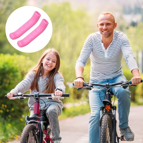 HARFINGTON 1 Pair Bike Brake Lever Cover Silicone Anti-Slip Pink | Brake Lever Grip Protector Handle Protection Covers Sleeve for Mountain Road Bike Cycling - color: Pink