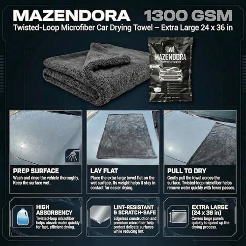 Twisted Microfiber Towel, Premium Microfiber Towels for Cars, Car Drying Towel, Ultra Absorbent Quick Dry Towel, Drying Cloths Auto Detailing for Streak Free Auto Finish