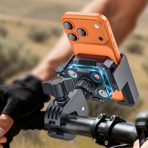 New Anti-Vibration Bike Phone Holder, Shockproof Motorcycle Phone Mount with Secure Lock, Camera FriendlyHandlebar Phone Holder for E-Bike, Electric Scooter, Bicycle, Fits 4.7-7 Inch Phones