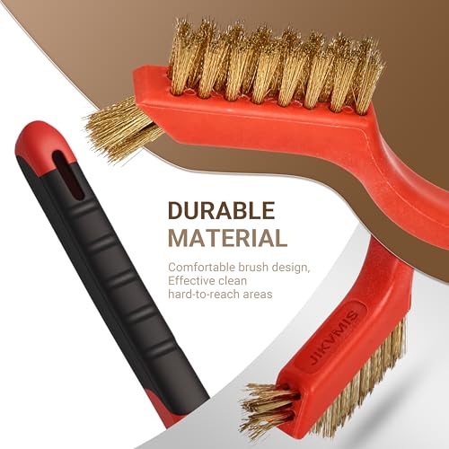12 Pieces Brass Brush Set, Brass bristles for Cleaning Welding Slag and Rust,Scratch Brush with Mini Head & Hanging Hole for Everyday Cleaning - color: Brass