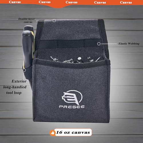 Canvas Tool Belt Pouch Fastener Tool Pouch Small Tool Pouches Flatfit Pocket Utility Pouch Tool Holster Nail Screw Pouch Bag for Electrician, Carpenter, Black, Pack of 1 - color: 1 Pack Black