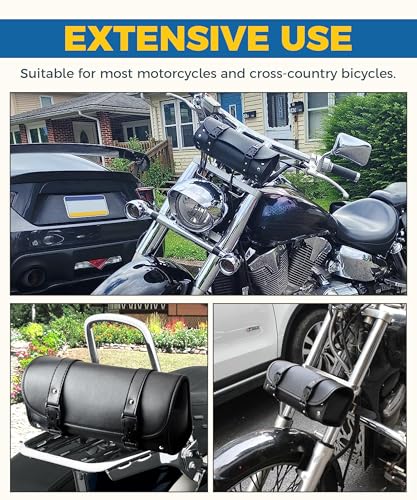 Motorcycle Handlebar Bag,Car Accessories Motorcycle Tool Bag,Pu Leather Motorcycles Fork Bag,Autobikes Side Bag with Straps,Motorcycles Bag,Autobike Storage Bag,Suitable for Most Autobike