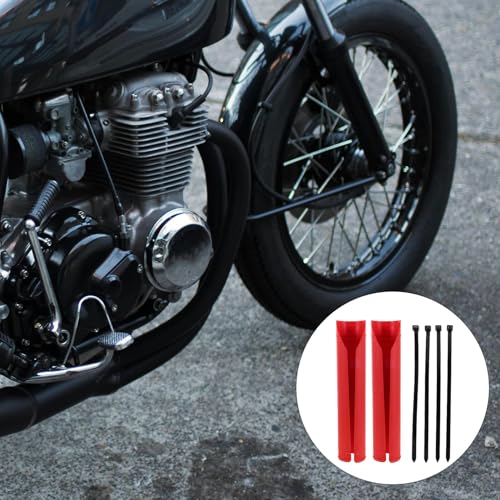 Motorcycle Front Fork Shock Absorber Covers Set, Red Plastic Fork Boots Guard for Dirt Bikes, Off-Road Protective Sleeve Replacement Parts