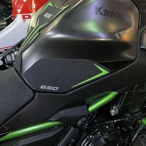 TZMAPU Motorcycle Fuel Tank Protector, Compatible with Kawasaki Ninja 650 Z650 Fuel Tank Pad Non-Slip Gas Tank Sticker Set Rubber Protection Pad (Black)
