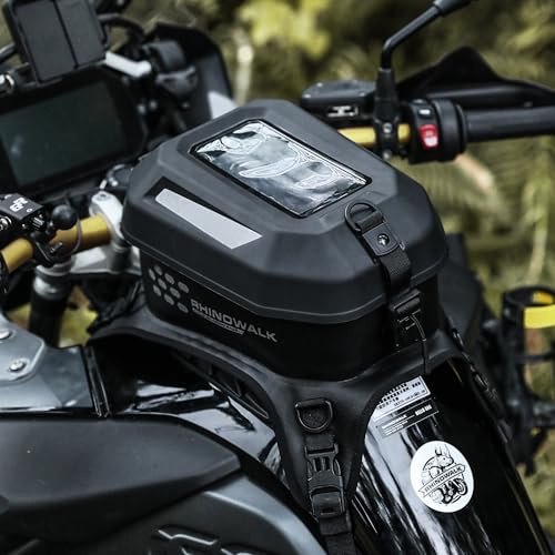 Rhinowalk Motorcycle Tank Bag Waterproof Hard Shell Motorbike Tank Bag with Touch Screen Phone Pocket, Detachable Top Cover, 5.6L Backpack Motor Cycle Accessories