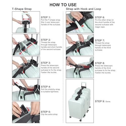 Vigorport Luggage Connector, Straps for Suitcase, Add A Bag Adjustable Attachment Accessories 2" Endless for Connect Your 3 Luggage Together-2 Pack (XXLarge) - size: 2''W XX-Large