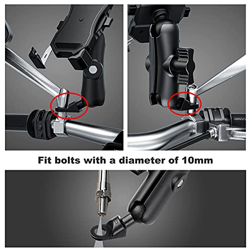 Motorcycle Phone Mount Adapter with 1” Ball, Rear View Mirror Mount for Secure Phone Holding, Compatible with RAM Mount & 1 Inch Ball Socket