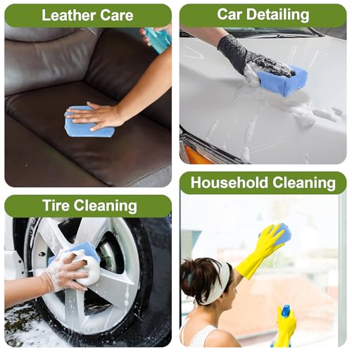 8 PCS Microfiber Applicator Pad, 4.7"x3.1" Scratch-Free Foam Buffing Scrub Pads, Car Wash Sponges for Effortless Detail Polishing, Waxing, Tire Shining, Interior Cleaning, Scrubbing (Blue)