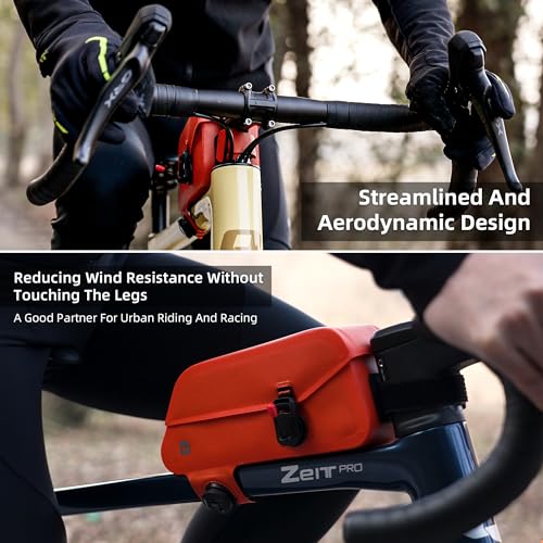 Rhinowalk Bike Frame Bag with Magnetic Flap Waterproof Bicycle Top Tube Bag Bikepacking Cycling Tools Storage Bag for MTB Road Bike - color: Orange