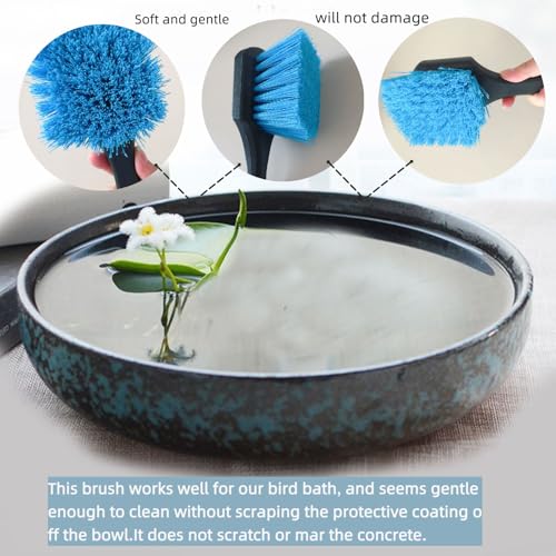 2 Pcs Bird Bath Brushes,Bathtub Cleaning Brush,Hummingbird Feeder Cleaning Brushes,Fountain Cleaner Safe for Birds and Cage,Concrete Bird Baths for Outdoors (Soft Brush with Big Brushing Surface) - style: Soft Brush