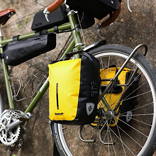 Rhinowalk Bike Pannier Bag 7L Waterproof Bicycle Rear Rack Bag With Shoulder Strap for Touring Cycling - color: Yellow