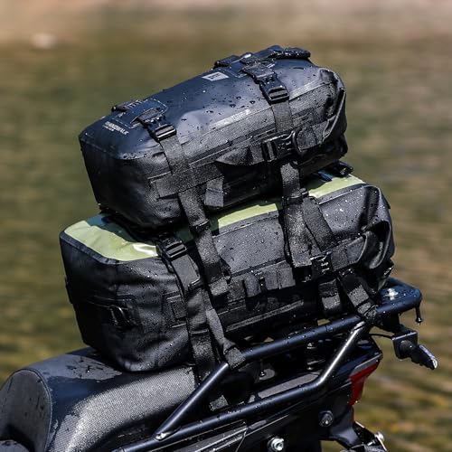 Waterproof Motorcycle Tail Bag 8L Motorbike Rear Rack Storage Bag Saddle Pannier for Touring Adventure Commuting Black - size: 8L