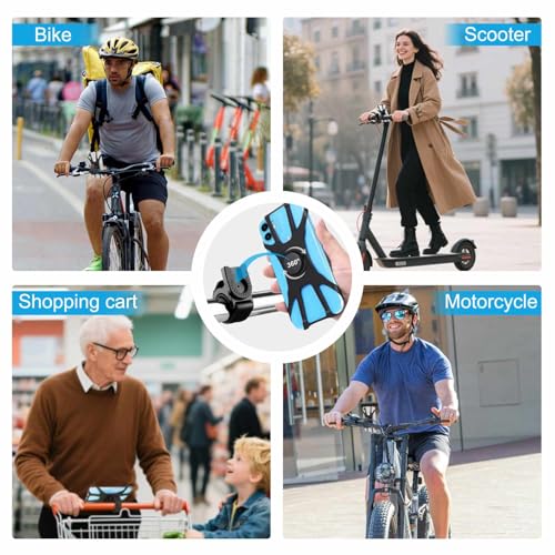 Kinizuxi Bike Phone Mount,360°Rotation Detachable Handlebar of Motorcycle Phone Mount,Adjustable Silicone Bike Phone Holder Compatible for iPhone,Android Cell Phones(Black) - color: One Black
