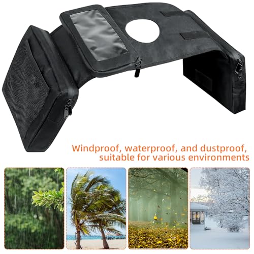 Universal ATV Tank Saddle Bag, Waterproof Motorcycle Fuel Tank Bag with Phone Pocket, Durable Synthetic Storage Bag Compatible with UTV Quad Bike Snowmobile, Black atv Saddle Bag