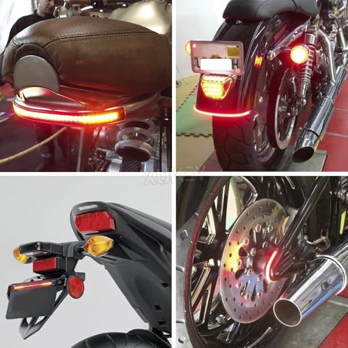 AUTOXBERT Universal Motorcycle LED Tail Light Strip - 48 SMD Flexible Brake Stop & Turn Signal Bar, Waterproof 12V Rear Light for Motorcycles, ATVs, Mopeds, Scooters