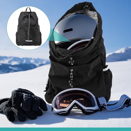 Aliceset Helmet Backpacks Welding, Waterproof Motorcycle Helmet Bag with Drawstring, Adjustable Shoulder Straps Pocket, Nylon, Large Capacity, Gift for Electrician Welder School Students(Black) - color: Black