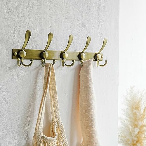 Dseap Coat Rack Wall Mount, Heavy Duty 12-Gauge Base vs Flimsy 1mm, Double-Thick Solid Anti-Snap Hooks, 16” Stud-Mount, Stainless Steel Hanger for Clothes Hat Entryway Closet, Bronze, Pack of 2 - color: Bronze, size: L=17" (2pcs)