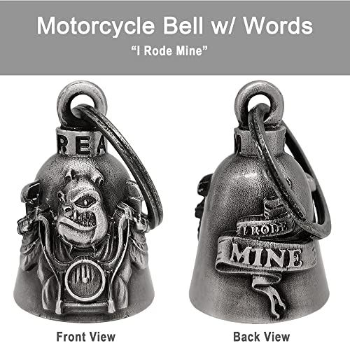 Dream Apparel Motorcycle Bell Guardian Angel Drive Away Gremlin, Biker Bell for Men Women Rider Riding, Good Luck Gift - color: Bulldog & Bike & I Rode Mine