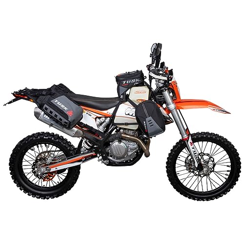 Tusk Excursion Rackless Luggage System w/X-Small Dry Duffel Tail Bag Standard Heat Shield Black/Tan For Suzuki V-Strom 650 DL650 2004-2009,2011