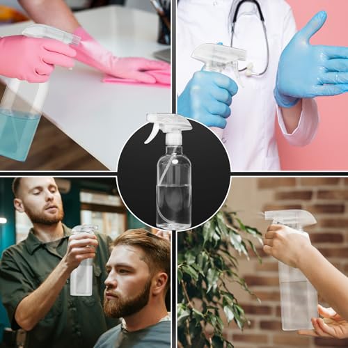 Spray Bottles for Cleaning 16.9 oz/500 ml Water Empty Spray Bottle Heavy Duty Plastic Clear Squirt Mist Spray Bottle for Hair Plants Pets Alcohol Lab Oil Sprayer Roller Bottles(1Pcs)