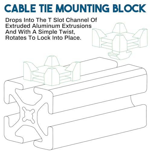 12316, 15 and 40 Series Nylon Cable Zip Tie Mounting Block Compatible with 8020 Cable Tie Mount for Wire Management(12 Set)