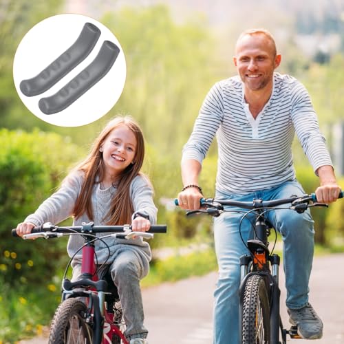 HARFINGTON 3 Pairs Bike Brake Lever Cover Silicone Brake Lever Grip Protector Anti-Slip Brake Handle Protection Covers Sleeve for Mountain Road Bike Cycling, Grey - color: Gray