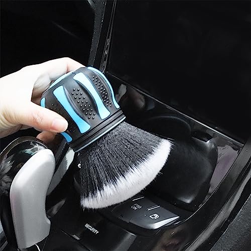 AUCELI Car Detailing Brush, Ultra Soft Auto Interior Dusting Brush with Storage Rack, Car XL Synthetic Brush Cleaning Tool, Universal Covers Large Area Inside or Outside Vehicles (Blue/Style B) - color: Blue