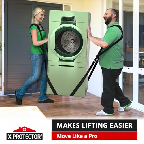 X-Protector Moving Straps - 2 Pairs - Lifting Straps for 2 Movers - Move Furniture Easily and Safely - Perfect for Lifting and Moving Heavy Objects! (with Back Support) - style: Moving Straps (With Back Support, Black)