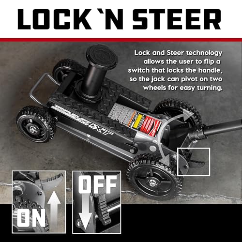 Powerbuilt Big Wheel Triple Lift Garage Jack, 3000 Pound Off Road Lift, Truck, Car, Motorcycle 1.5 Ton Capacity, 620613ECE - color: Black, size: 1.5 Ton, Big Wheel