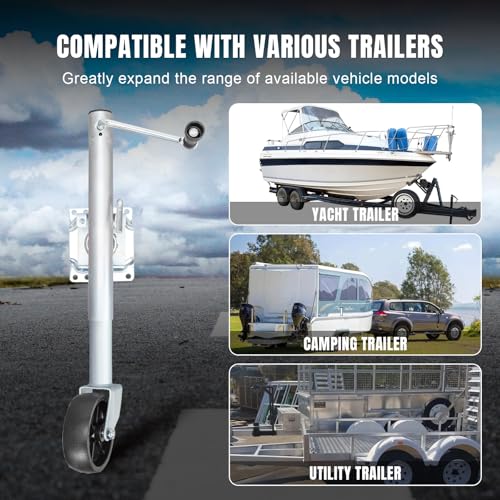 Torin 1000 lbs Trailer Jack with Wheel, Heavy Duty Swivel Boat Trailer Jack Single Whee, 10" Lift, Bolt-on Trailer Tongue Jack for RV Boat ATR39001B, Silver - size: 1,000 LBs, style: Single Wheel Trailer Jack