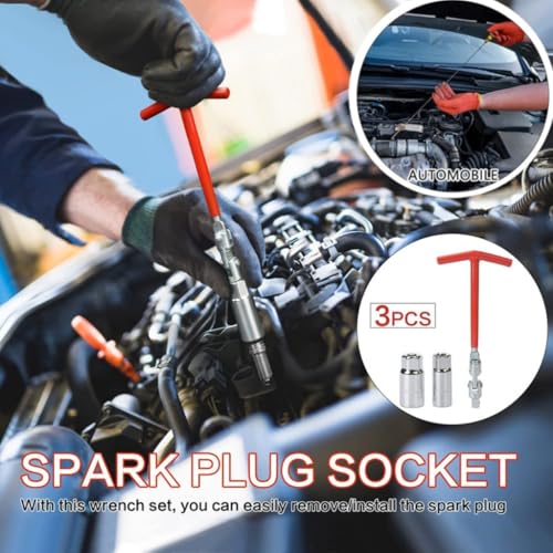 Spark Plug Socket Wrench Universal T-Handle 16mm (5/8") and 21mm (13/16") Removal and Installer Tool for Motorcycles, Lawn Mowers, Small Motor Vehicles