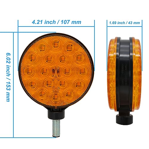 4" Round Dual-Face Amber Lens 12V Pedestal Mount Hazard Warning Lamp Flashing Caution Light for Boat Trailer SUV Camper RV Off-Road Kenworth Peterbilt Freightliner Trucks - size: 1Pcs Warning Light
