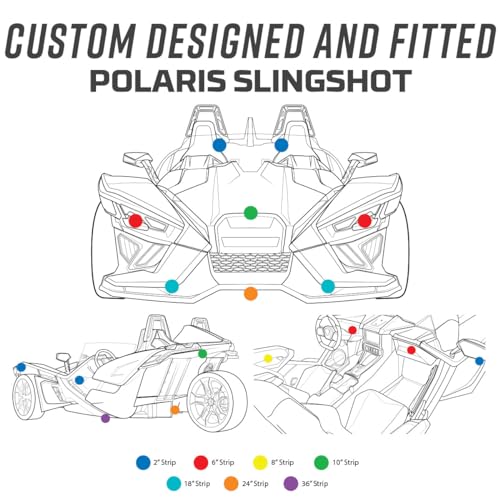 LEDGlow 20pc Bluetooth Advanced Million Color LED Neon Underlow Lighting Kit Fits Polaris Slingshot - Motorcycle Smartphone App - Automatic Brake Lights - Waterproof Control Box - Flexible Strips