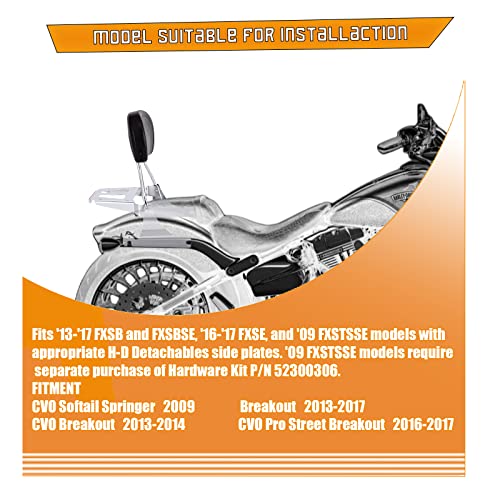 Kinglemc sissy bar Backrest Luggage Rack for Harley Breakout FXSB FXSE FXST with Docking Kit (Silver,Non-Studded) - color: Chrome