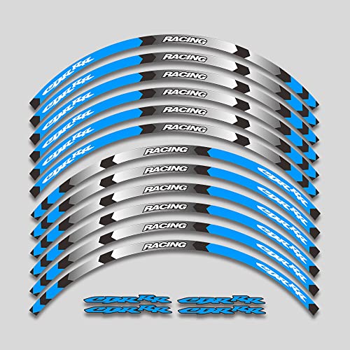 Motorcycle Rim Stripes Decals Wheel Sticker Reflective Tape for Honda CBR RR (CBR RR A Blue 16pcs) - size: CBR RR A Blue 16pcs