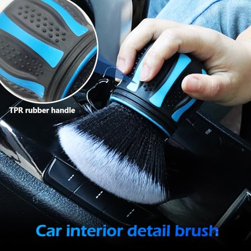 Car Detailing Brush, Ultra Soft Tire Shine Brush with Storage Rack, Interior Cleaning Tool, Universal Beauty Tools for Most Cars (Blue) - color: Blue