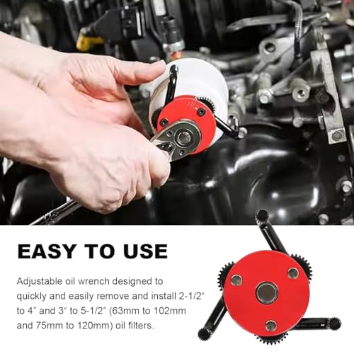 2 PCS Universal Oil Filter Wrench, Adjustable 3-Jaw Oil Filter Removal Tool From 2-1/2 to 4 inch & 3 to 5-1/2 inch, Oil Filter Wrench Change Set Fits 1/2'' & 3/8'' Drive