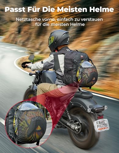 KEMIMOTO Motorcycle Helmet Backpack, 35L Storage Bag with Expandable Hidden Net for Full Face Helmet, Riding & Daily Commute Gift for Men - size: 35L
