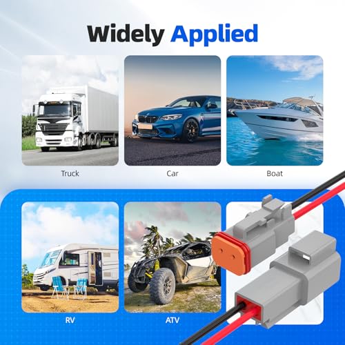 2 Pin Deutsch Connector, Hoodutric 16AWG Gray Male Female Wiring Harness DT Pigtail 2 Wire Waterproof Electrical Connectors with Heat Shrink Tubing Electrical Tape for Car Truck Motorcycle Boat- 6 Kit - style: 2Pin Gray 6 Set
