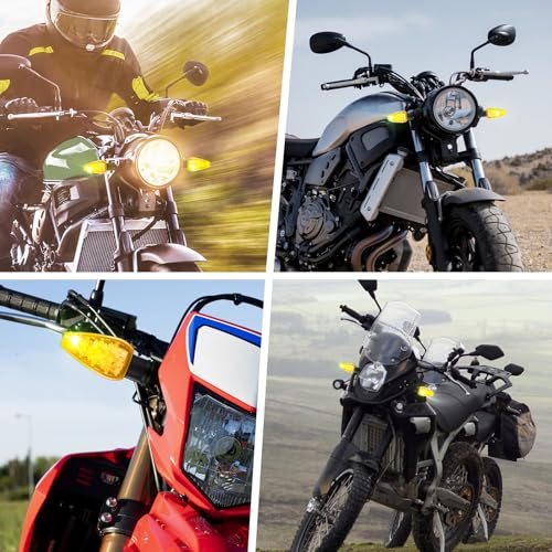 4 Pieces Motorcycle LED Turn Signals Motorcycle Signal Lights Indicators Flowing Turn Blinkers Front Rear Lights 14 LED 12V Motorbike Indicator Amber Lamp Mini Stalk Arrow
