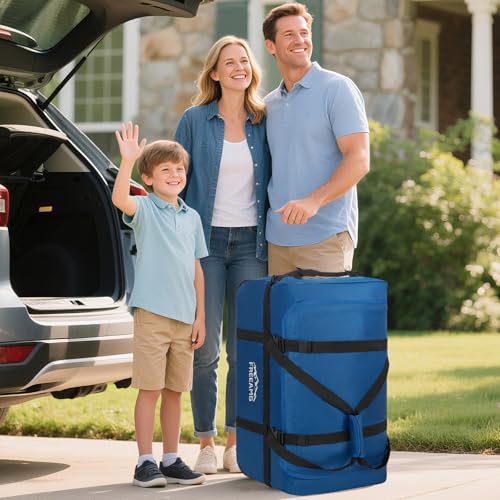 120L Foldable Rolling Duffel Bag with 3 Wheels And Handle, 30 inch Large Travel Duffle Bag for Travel, Camping, Outdoors - color: Blue