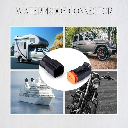 2 Pin DT Connectors Waterproof,2 Wire Connector 16 AWG Automotive Electrical Connector, 2 Pin Male and Female Plug Quick Disconnect Connectors for Car Truck Motorcycle Marine Boat(5 Pairs) - size: DT 2P