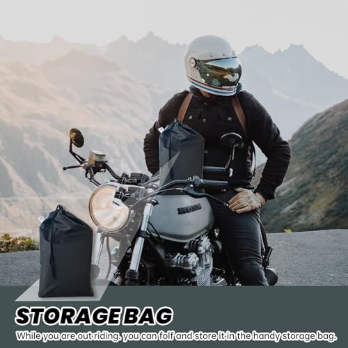 Motorcycle Cover Waterproof Outdoor Storage with Lock-Holes, Zipper Storage Bag & Night Reflective Design, All Season Protection Powersports Vehicle Covers Fits up to 86.5" Motorcycles