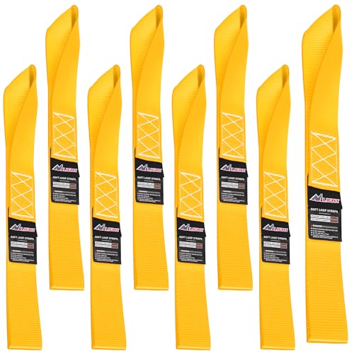 Nilight Soft Loop 1.7”×17" Motorcycle Tie Down Straps Heavy Duty 12000Lbs Max Break Strength for Securing ATV UTV Kayak Moving Cargo (8PK-Yellow) - color: Yellow