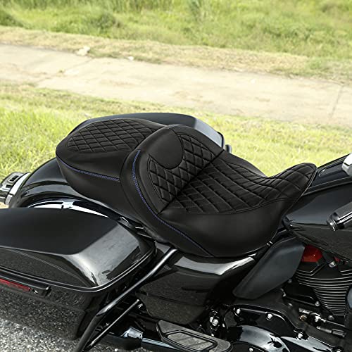SLMOTO Hammock Motorcycle Drive Seat - Gel Motorcycle Seat Cushion fit for Harley Touring Road King Street Glide Road Glide Electra Glide 2009-2023 Blue - color: Gel Style B Blue