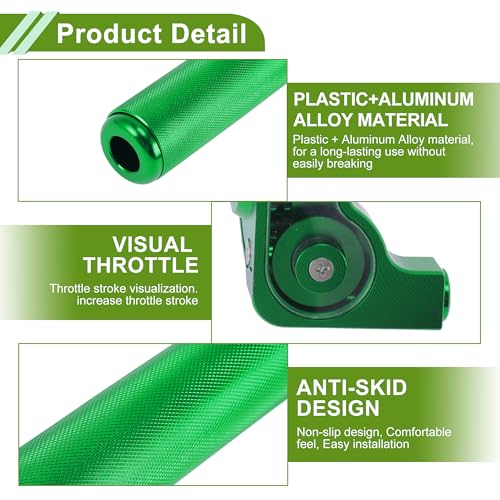 22mm Throttle Grip with 120cm White Throttle Cable 1 Pair of Convex Green Handlebar Covers Plastic Aluminum Alloy Motorcycle Throttle Grip Green - color: Green